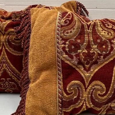 Paisley and Chenille Decorative Pillows with Tassel Fringe