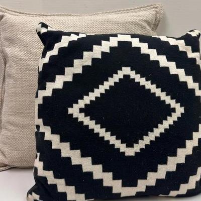Black/White Diamond and Cream Woven Pillows