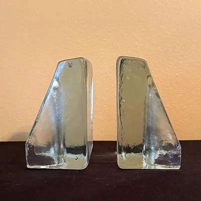 Mid Century Modern Clear Glass Shovel Bookends 