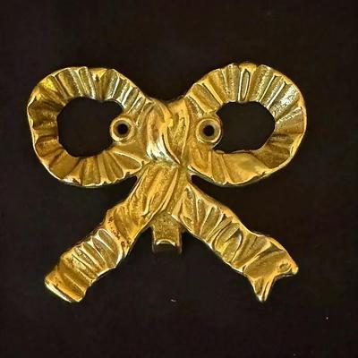Vintage Brass Bow Ribbon Wall Hook Hanger