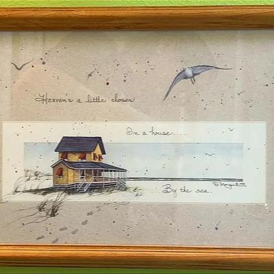 Framed “Heaven’s A Little Closer…” Signed by D. Morgan 1990