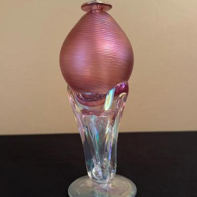 Ron Mynatt Hand Blown Art Glass Oil Lamp Signed