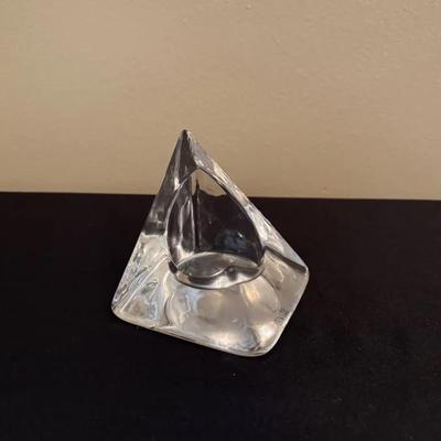 Nybro Art Glass Ice Pyramid Candle Holder 