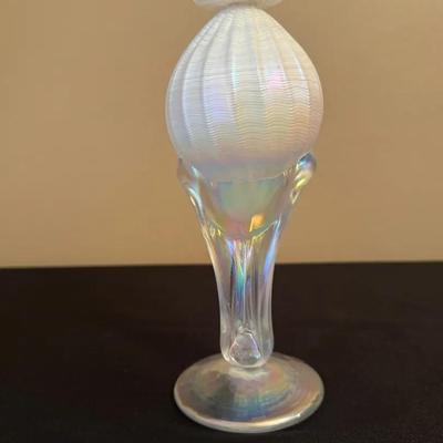 Vintage Ron Mynatt 1986 Studio Art Glass Iridescent Oil Lamp Signed 