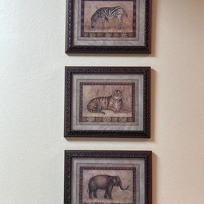 Framed Gladding Animals Set - Zebra, Tiger & Elephant