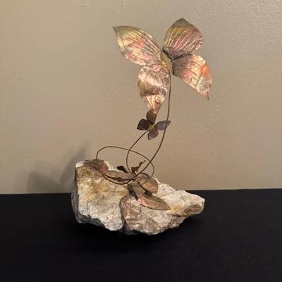 Metal Butterfly On Natural Stone