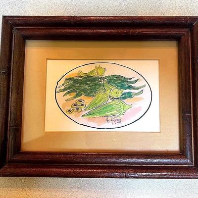 Framed Vegetables Painting Signed by Ehee Montgomery 1971