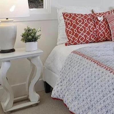 Sale Photo Thumbnail #124: White curved night tables (2) 