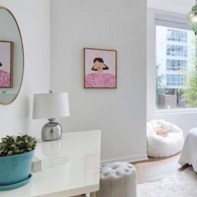 Sale Photo Thumbnail #163:  Desks White laminate gold leg ( 2 available)  