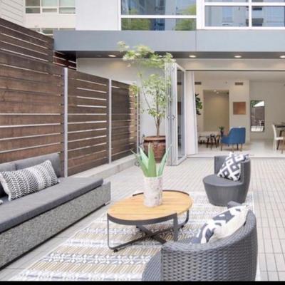 Sale Photo Thumbnail #230:  Outdoor woven resin ebony seating with rustice wood table (set 4)