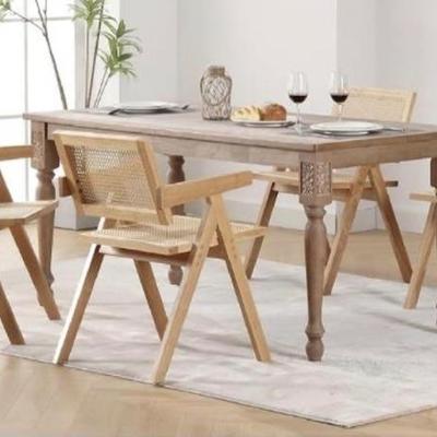 Sale Photo Thumbnail #66: 38” dining chairs cane boho (table not available) 