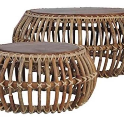 Sale Photo Thumbnail #52:  boho chic set of coffee tables 27” and 20” diameters