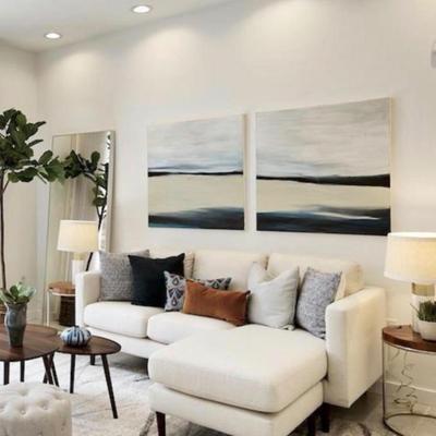 Sale Photo Thumbnail #271:  diptych  Ocean inlet 38 x 38x 1 ½  oil on canvas set of 2