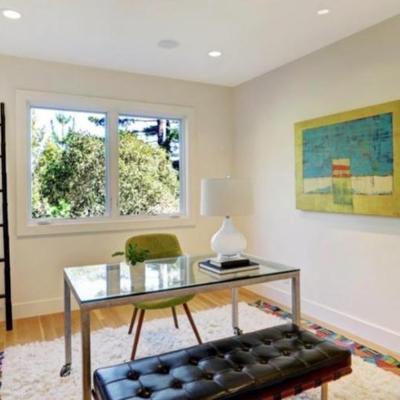 Sale Photo Thumbnail #152: -Chrome and glass desk with wheel 