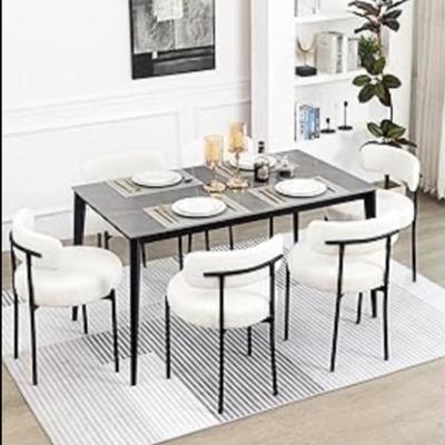 Sale Photo Thumbnail #72: - Boucle modern dining chairs  (qty 6) 
- Dining table straight leg