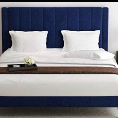 Sale Photo Thumbnail #102: Navy upholstered velvet headboard bed/queen