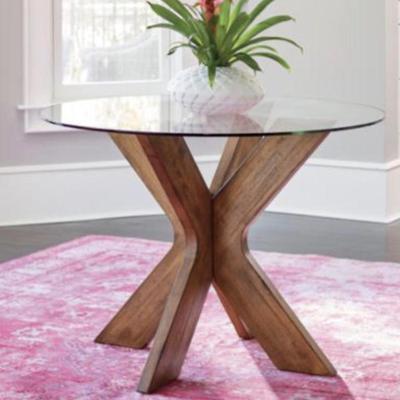 Sale Photo Thumbnail #67: Cross leg base with glass top 36 or 38 diameter