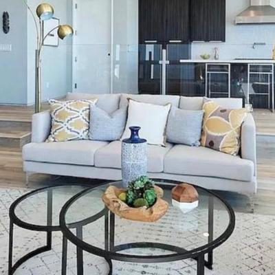 Sale Photo Thumbnail #3: Marin mod linen sofa off white 85"