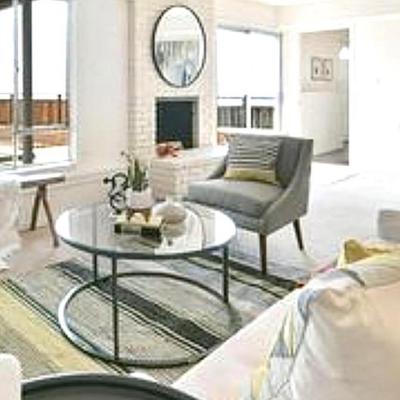 Sale Photo Thumbnail #55: Round small 36 “metal and glass table