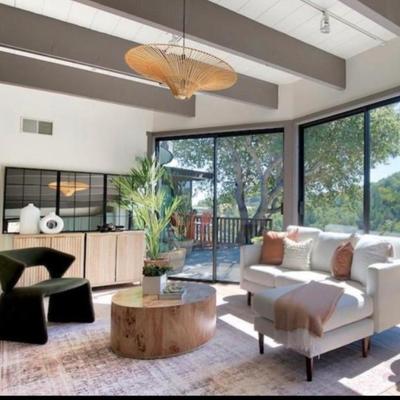 Sale Photo Thumbnail #2: Marin beige linen sectional (reversible) 90 LAF