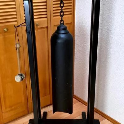 	Large Hanging Metal Bell on Wooden & Metal Stand with Striker