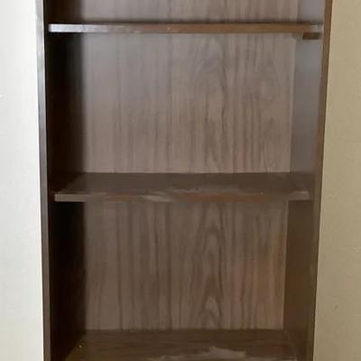 Mid-Century Style Laminate Bookshelf w/ Sliding Storage Doors