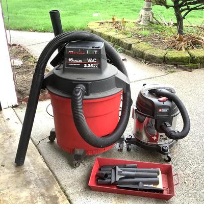 Shop Vac Lot – 16 Gallon Craftsman Wet/Dry Vac & Porter-Cable Wet/Dry Vac w/ Accessories