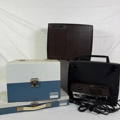 GAF Super 8mm Movie Projector with Multiple Empty Reels, Carriers & Hard Cases