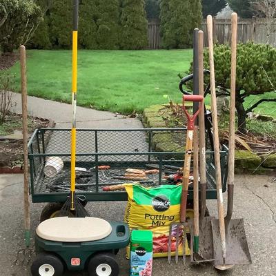 Yard Work Bundle: Garden Cart, Tools, Soil & Fertilizer