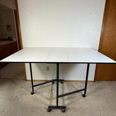 Folding Project Table on Wheels – Sewing, Craft, or Utility Use 