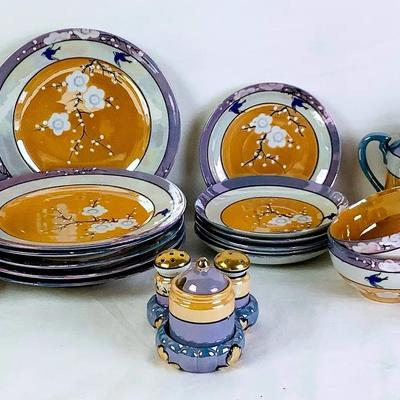 Vintage Japanese Lusterware Tea Set – Hand-Painted, Made in Japan