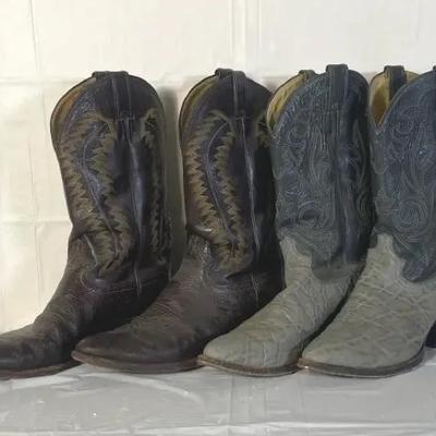 Vintage Justin Western Cowboy Boots Lot of 2 Pairs – Made in USA – Men’s Size 11D – Leather