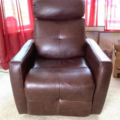 Abbyson - Brown Leather Electric Swivel Recliner