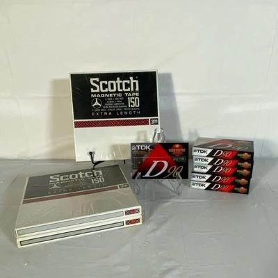 Vintage Audio Tape Lot – Scotch Magnetic Tape & TDK D90 Cassette Tapes, New Sealed