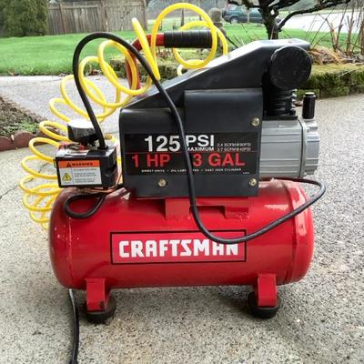 Craftsman 3-Gallon Air Compressor – 1 HP, 125 PSI, Portable Electric Unit