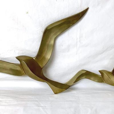 Pair of Brass Flying Bird Wall Sculptures
