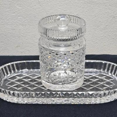 WATERFORD Crystal Vanity Tray & Honey Pot With Lid