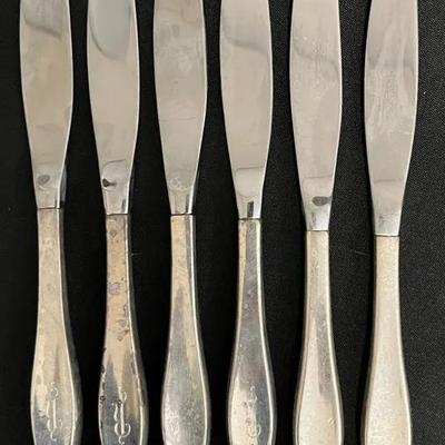 Reed & Barton Sterling Handle And Mirror Stele Set Of 6 Long Butter Knives #1