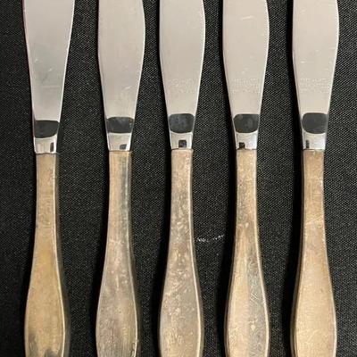 Reed & Barton Sterling Handle & Mirror Stele Set Of 5 Butter Knives #2
