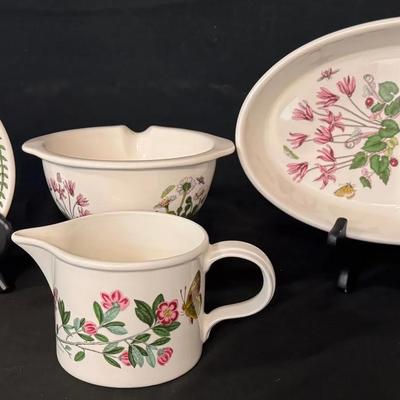  Portmeirion Botanic Gardens Oval Divided Serving, Small Plate, Creamer Cup And Mixing Bowl