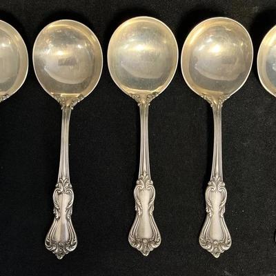 Sterling Silver Reed & Barton Marlborough Set Of 5 Soup Cream Spoons  