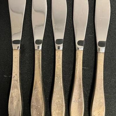 Reed & Barton Sterling Handle & Mirror Stele Set Of 5 Butter Knives #1