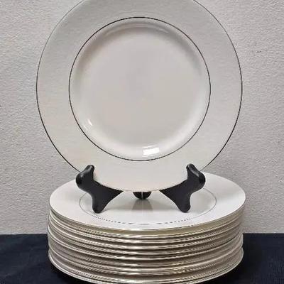 Vintage ROYAL DOULTON Lace Point English Fine Bone China Salad Plates With Platinum Trim