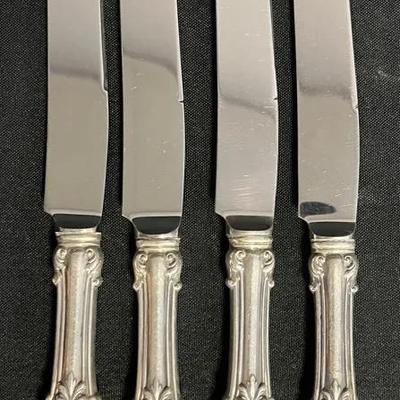 Reed & Barton Marlborough Sterling Handle & Mirror Stele Set Of 4 Butter Knives #2
