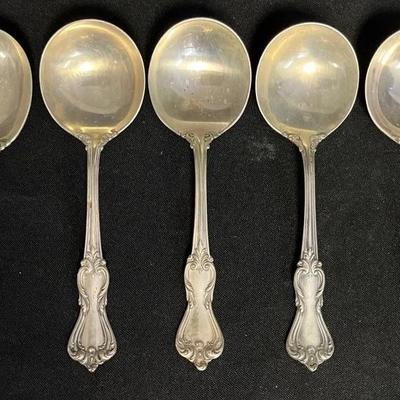 Sterling Silver Reed & Barton Marlborough Soup Round And Oval Spoons 
