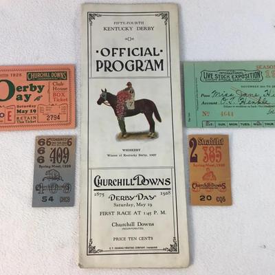 1928 - 54th Kentucky Derby Official Program & Memrobilia (5pcs)