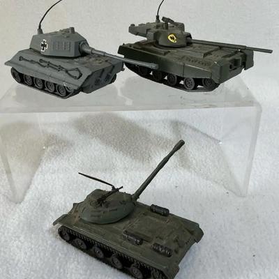 Zylmex Diecast Foreign Military WWII Tanks, Vintage 1970s, 3 Pcs
