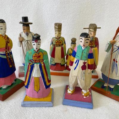 Korean Hand Painted And Carved Wood Figures 
