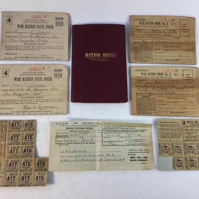 Collection of WWII Ration Books &  Misc (8Pcs)