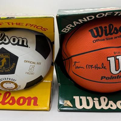 Wilson Basketball & Soccer Balls Vintage Signed Kevin McHale New 